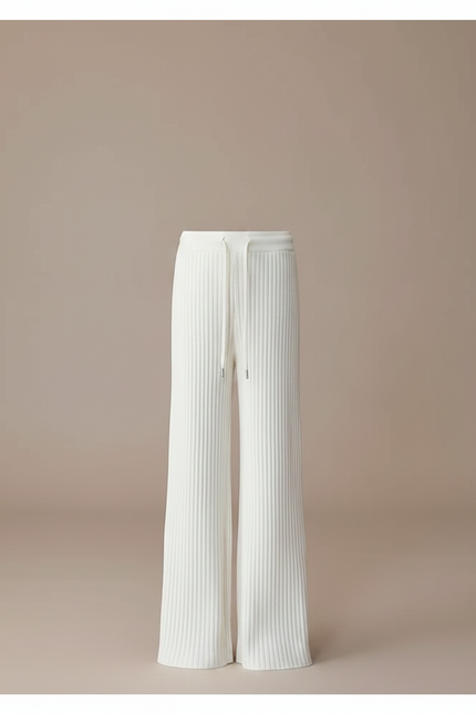 Pantalon Fluide Blanc Côtelé Ample Décontracté Enfant - Maille - vue 3