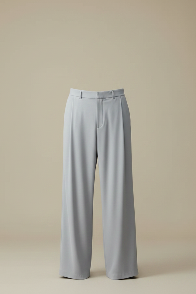 Pantalon Fluide Gris Ample Ceinturé Décontracté Homme - Bleu Viscose - vue 3