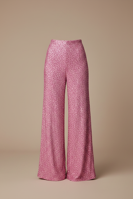 Pantalon Fluide Rose Pailleté Ample Élégant Scintillant - Polyester - vue 3