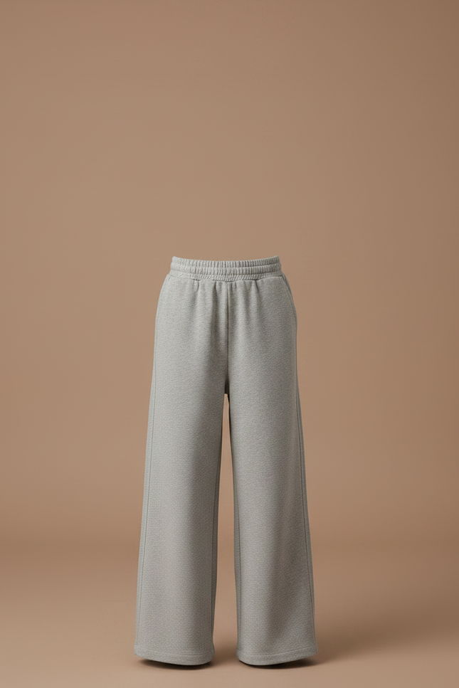 Pantalon Fluide Gris Ample Molletonné Confortable Fille - vue 3