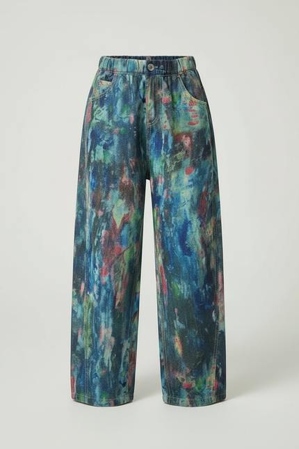 Pantalon Fluide Imprimé Abstrait Ample Décontracté Enfant - Multicolore Jean - vue 3
