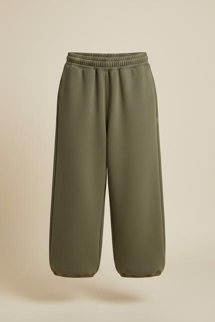 Pantalon Fluide Vert Ample Molletonné Décontracté Garçon - Kaki - vue 3