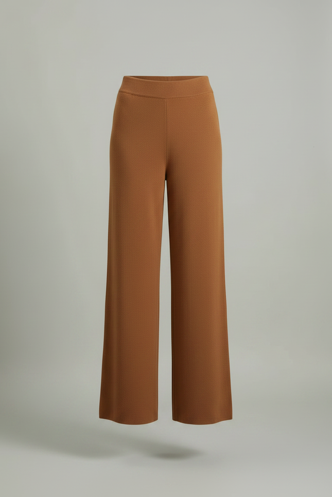 Pantalon Fluide Marron Ample Tricoté Confortable Élégant - Maille - vue 3