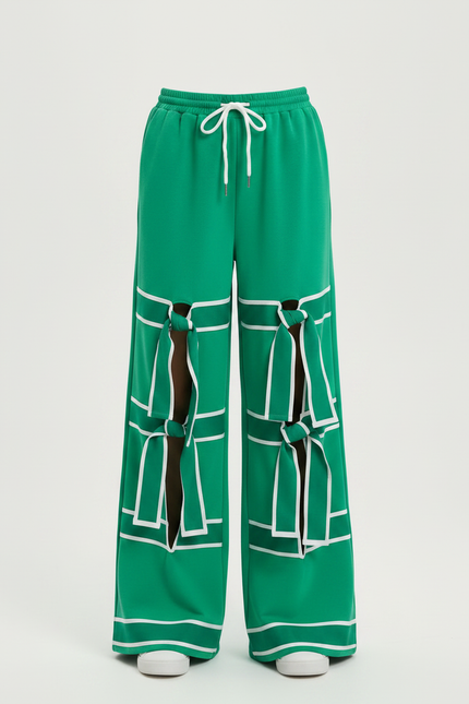 Pantalon Fluide Vert Ample Bowknot Décontracté Enfant - Molleton - vue 3