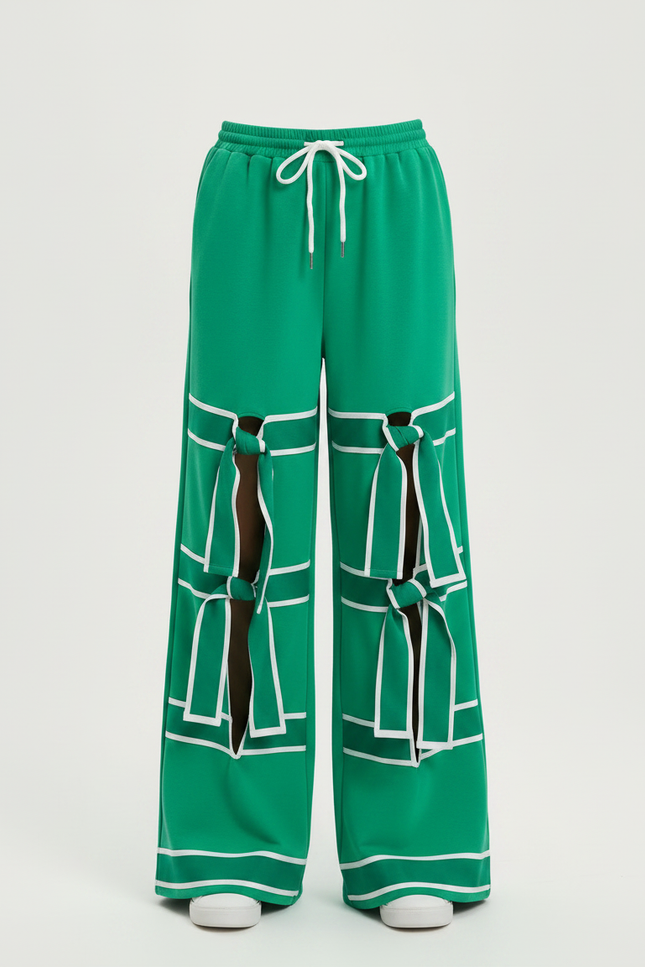 Pantalon Fluide Vert Ample Bowknot Décontracté Enfant - Molleton - vue 3