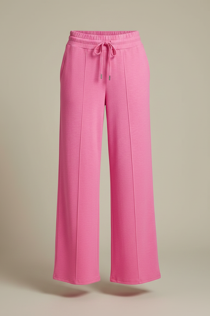 Pantalon Fluide Rose Ample Cordon Décontracté - Molleton - vue 3