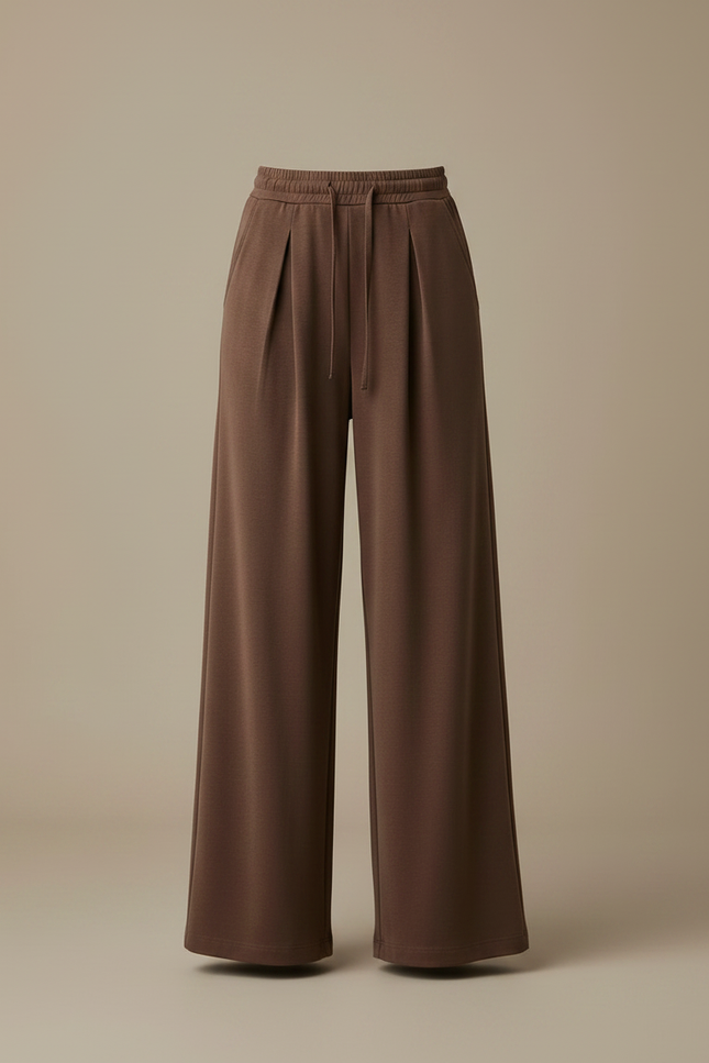 Pantalon Fluide Femme Marron Palazzo - Molleton - vue 3