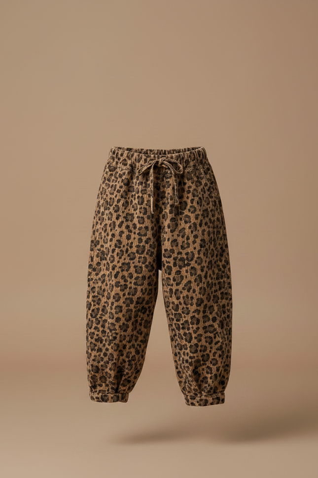 Pantalon Fluide Léopard Marron Ample Coton Enfant - Imprimé Cordé - vue 3