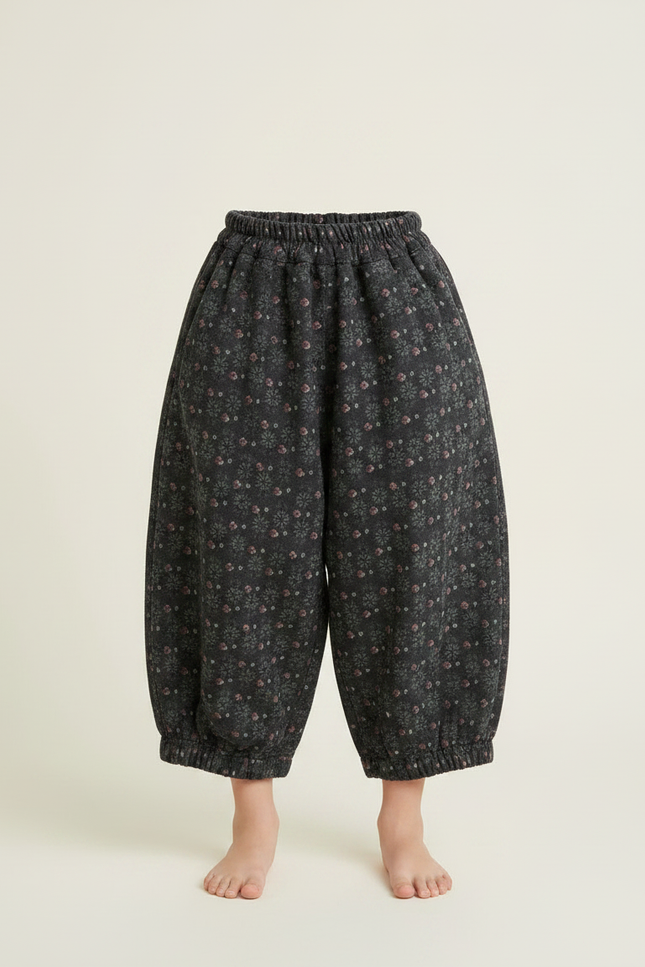 Pantalon Fluide Imprimé Floral Ample Décontracté Enfant - Molleton - vue 3