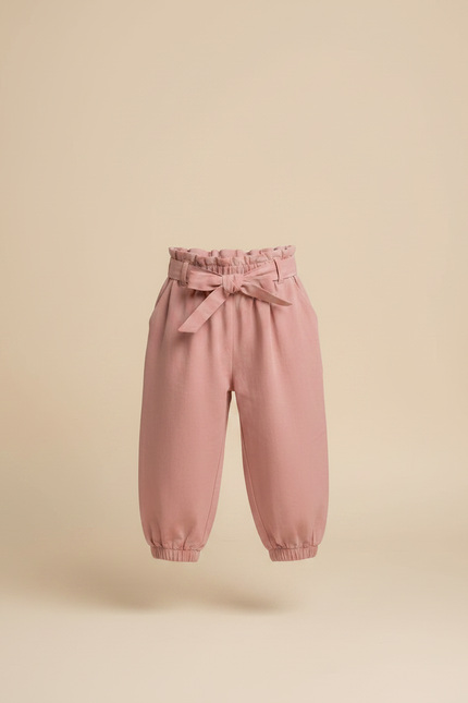 Pantalon Fluide Rose Coton Ample Taille Haute Enfant - vue 3