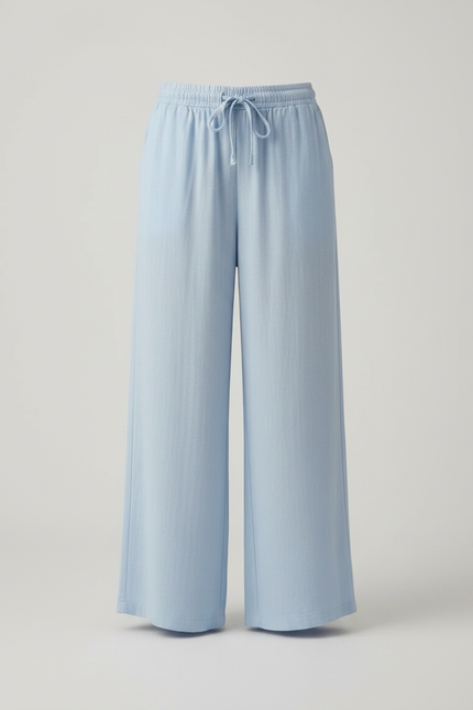 Pantalon Fluide Bleu Ciel Lin Ample Décontracté Enfant - vue 3