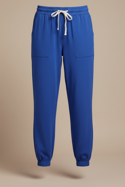 Pantalon Fluide Bleu Royal Jogger Cordon Femme - Molleton - vue 3