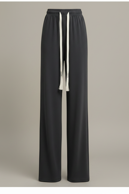 Pantalon Fluide Ample Décontracté Gris Cordon - Maille - vue 3