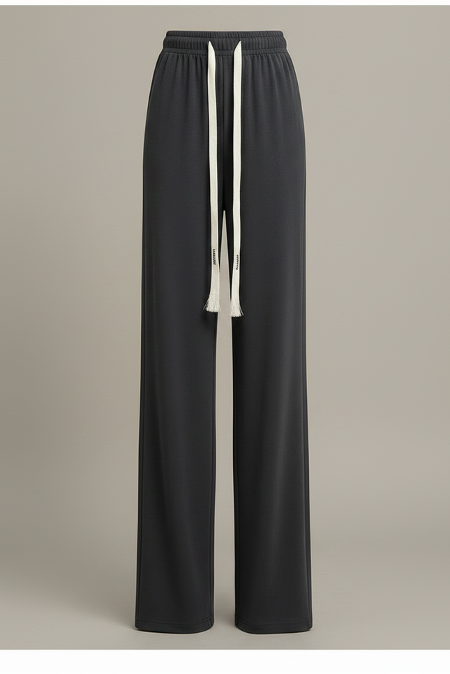 Pantalon Fluide Ample Décontracté Gris Cordon - Maille - vue 3