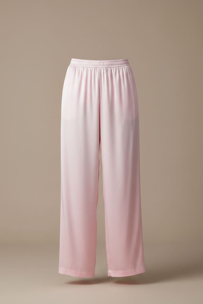 Pantalon Fluide Rose Satiné Ample Décontracté Élégant - vue 3