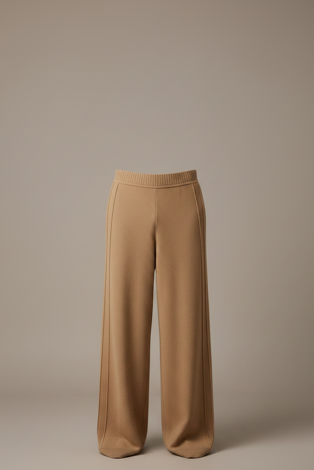 Pantalon Fluide Camel Ample Tricoté Cachemire Homme - Maille - vue 3