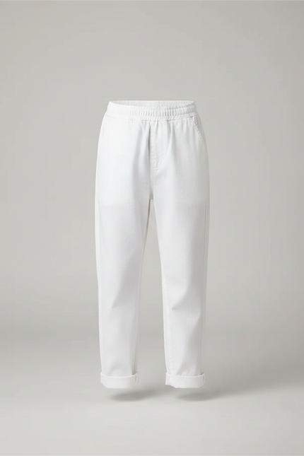Pantalon Fluide Blanc Coton Élastique Décontracté Garçon - vue 3