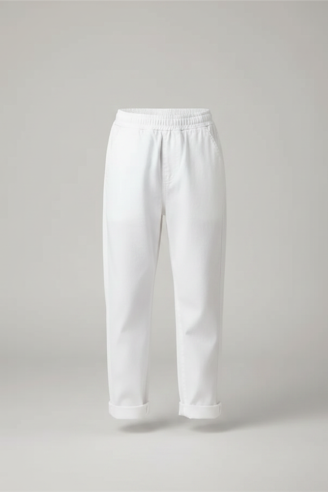 Pantalon Fluide Blanc Coton Élastique Décontracté Garçon - vue 3