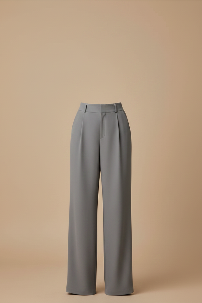 Pantalon Fluide Femme Gris Palazzo Polyester - vue 3