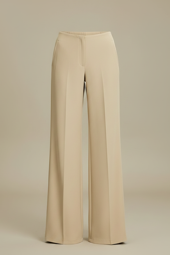 Pantalon Fluide Beige Large Taille Haute Élégant Décontracté - Polyester - vue 3