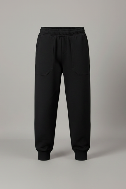 Pantalon Fluide Noir Coton Sport Confortable Enfant - Molleton - vue 3