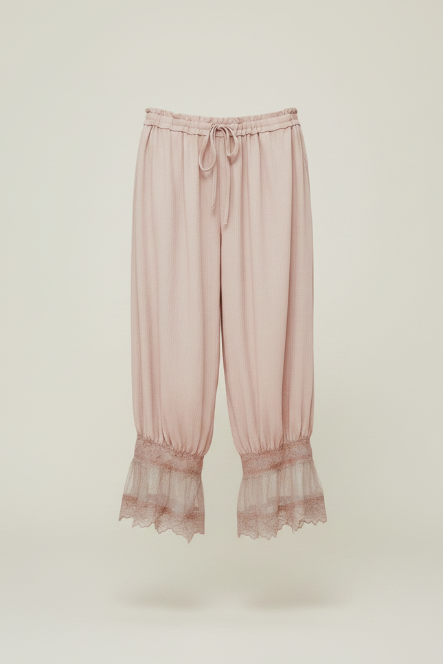 Pantalon Fluide Rose Dentelle Ample Confortable Femme - Viscose - vue 3