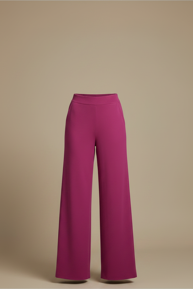 Pantalon Fluide Fuchsia Ample Texturé Élégant Femme - Rose Maille - vue 3