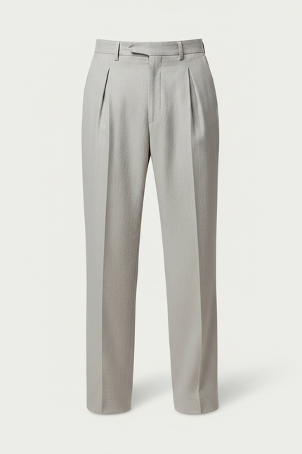 Pantalon Fluide Homme Gris Plissé Droit Décontracté - Lin - vue 3