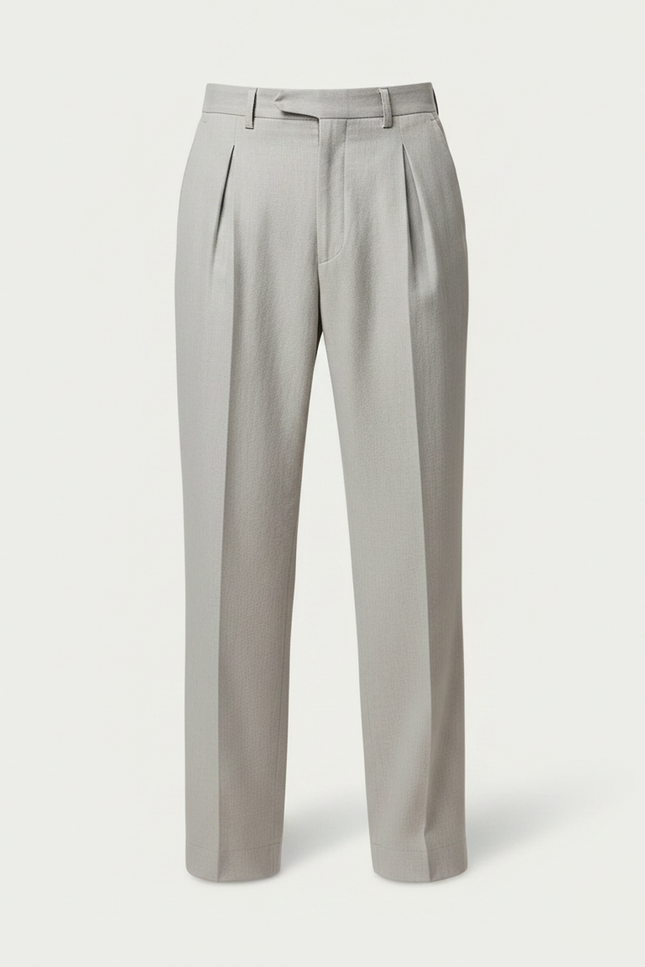 Pantalon Fluide Homme Gris Plissé Droit Décontracté - Lin - vue 3