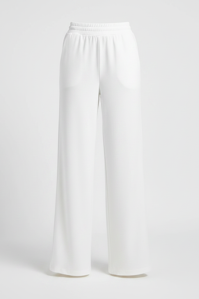 Pantalon Fluide Blanc Ample Taille Élastique Élégant - Viscose - vue 3