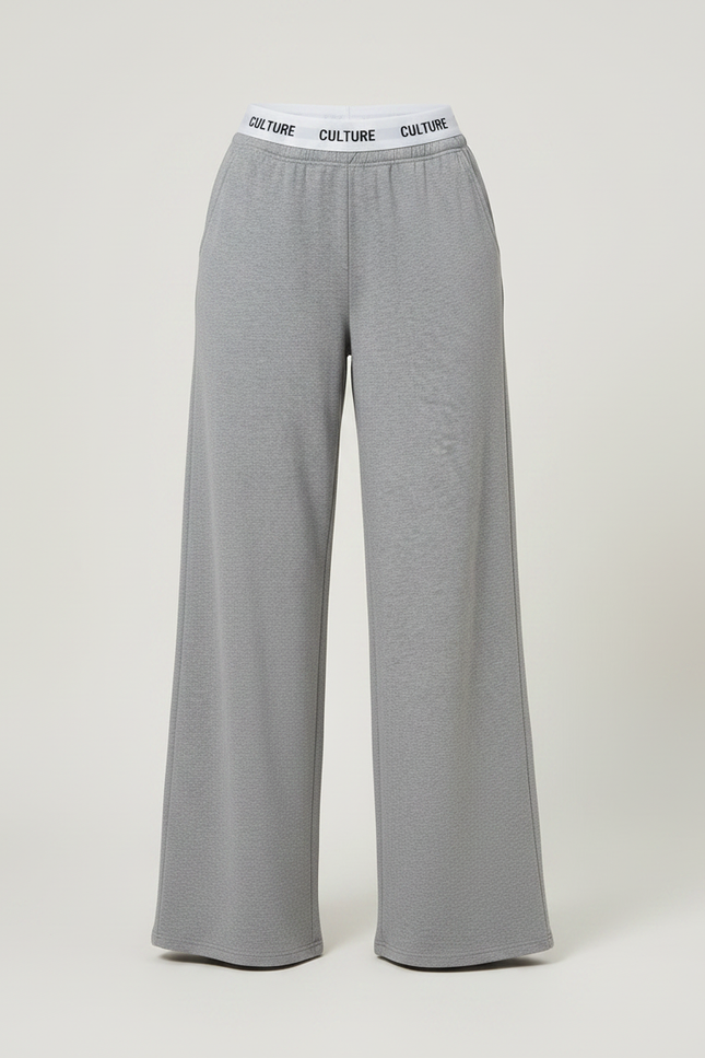 Pantalon Fluide Gris Ample Décontracté Bande Logo - Molleton - vue 3