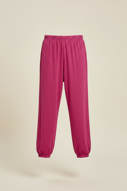 Pantalon Fluide Fuchsia Coton Ample Garçon - Rose - vue 3