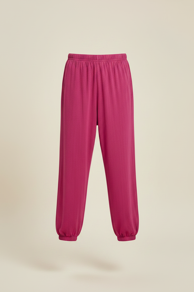 Pantalon Fluide Fuchsia Coton Ample Garçon - Rose - vue 3