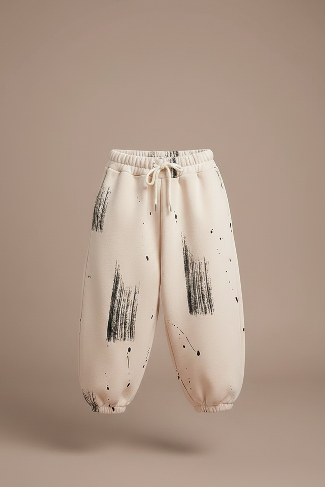 Pantalon Fluide Beige Ample Coton Imprimé Décontracté Garçon - Molleton - vue 3