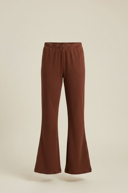 Pantalon Fluide Marron Ample Évasé Confortable Enfant - Molleton - vue 3