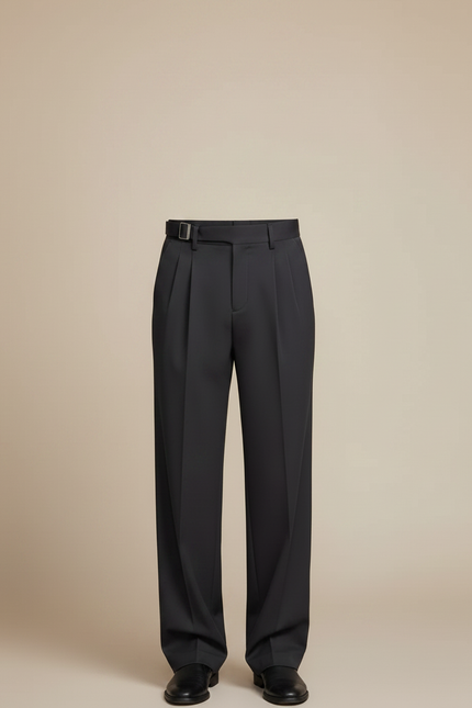 Pantalon Fluide Gris Foncé Ample Plissé Élégant Homme - Polyester - vue 3