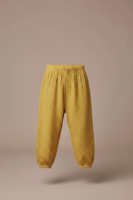 Pantalon Fluide Jaune Moutarde Gaze Ample Enfant - Coton - vue 3