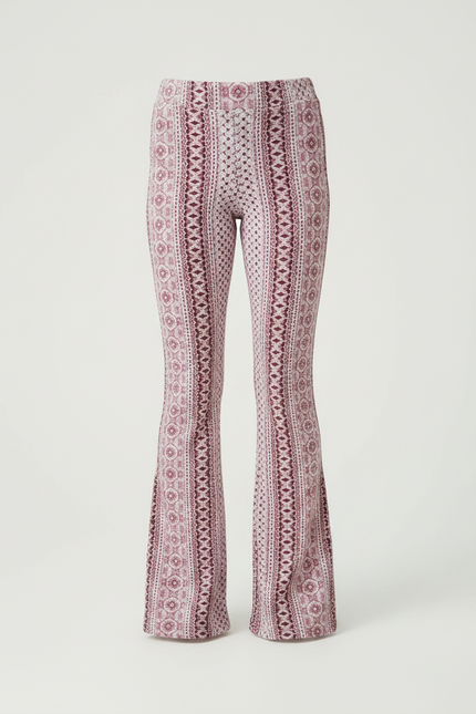 Pantalon Fluide Imprimé Bohème Évasé Confortable Fille - Maille - vue 3