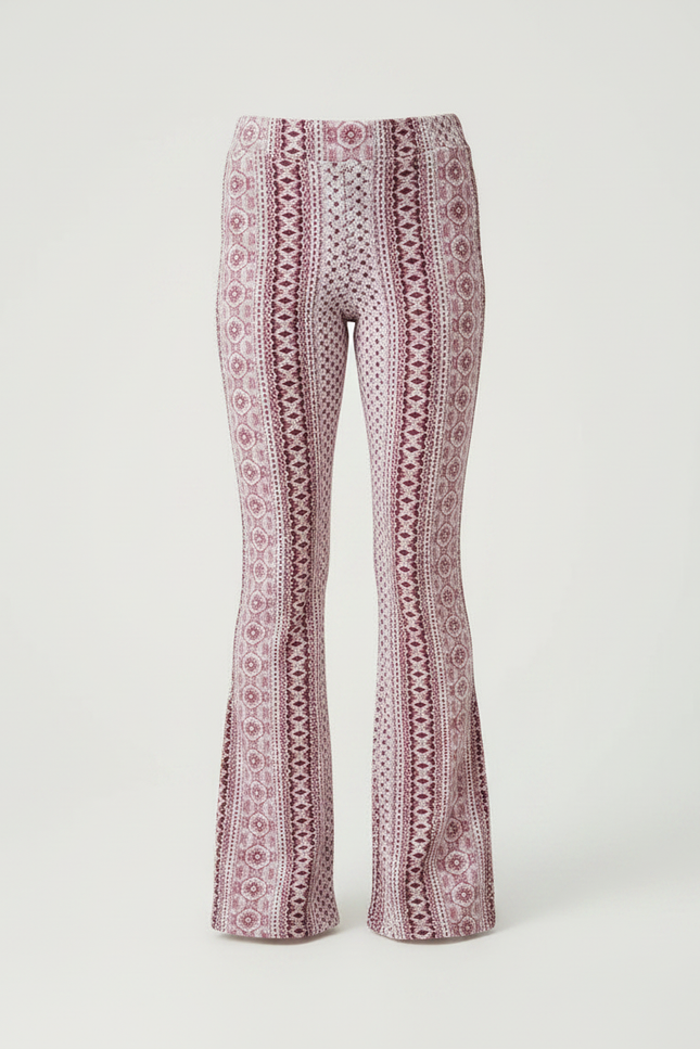 Pantalon Fluide Imprimé Bohème Évasé Confortable Fille - Maille - vue 3
