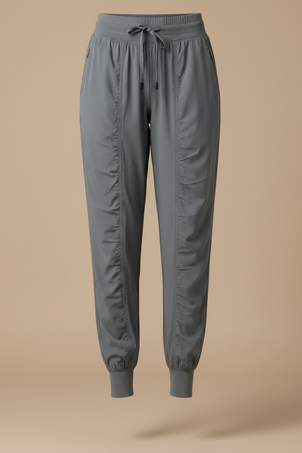 Pantalon Fluide Gris Cordon Ample Sport Femme - Polyester - vue 3