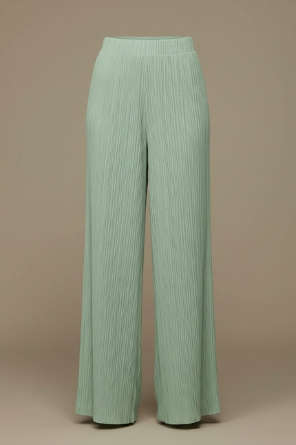 Pantalon Fluide Vert Plissé Ample Décontracté Femme - Polyester - vue 3
