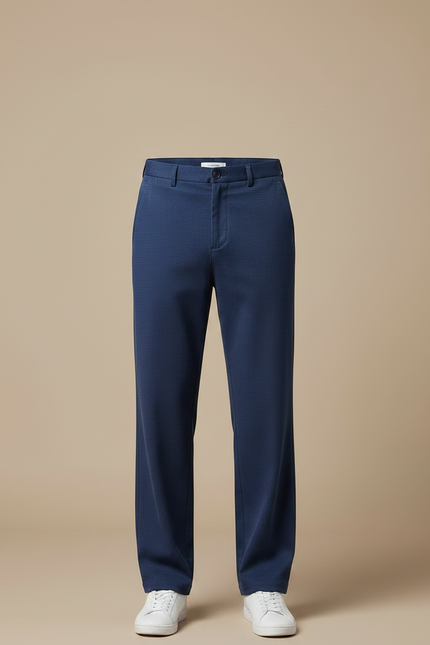 Pantalon Fluide Bleu Marine Droit Décontracté Ample Homme - Maille - vue 3