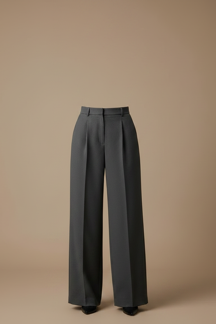 Pantalon Fluide Gris Ample Plissé Élégant Femme - Gabardine - vue 3