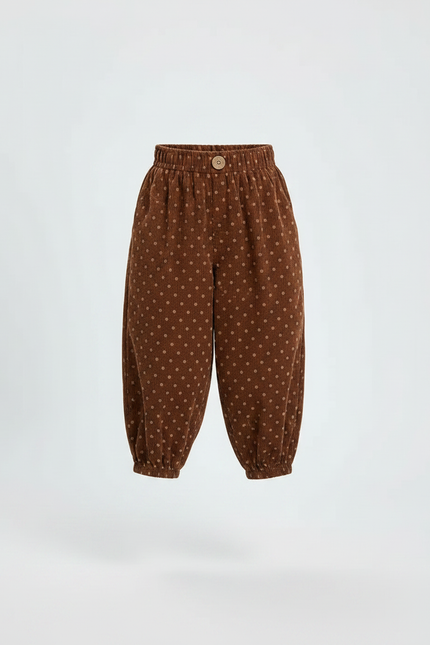 Pantalon Fluide Marron Polka Dot Côtelé Ample Enfant - Cordé - vue 3