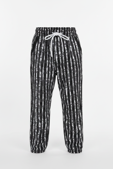 Pantalon Fluide Rayé Noir Blanc Décontracté Enfant - Imprimé Molleton - vue 3