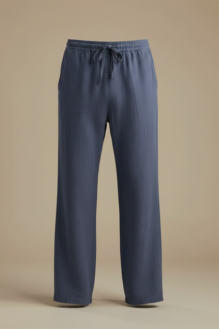 Pantalon Fluide Coton Bio - Bleu Lin - vue 3