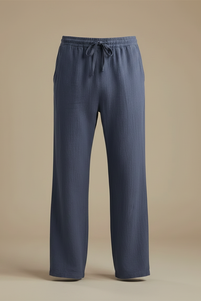 Pantalon Fluide Coton Bio - Bleu Lin - vue 3
