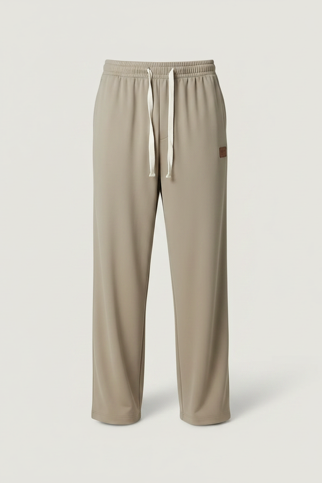 Pantalon Fluide Gris Clair Droit Sport Décontracté Cordon - Polyester - vue 3