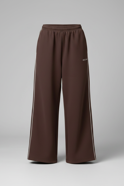 Pantalon Fluide Marron Ample Rayures Latérales Décontracté - Molleton - vue 3