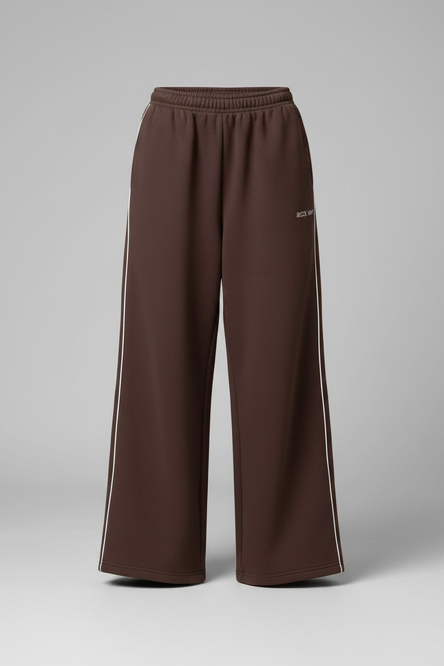 Pantalon Fluide Marron Ample Rayures Latérales Décontracté - Molleton - vue 3